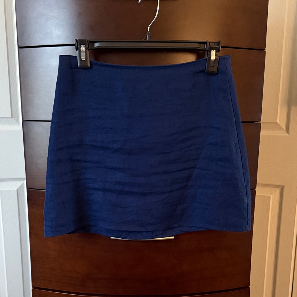 Reformation  navy blue linen Veranda skirt